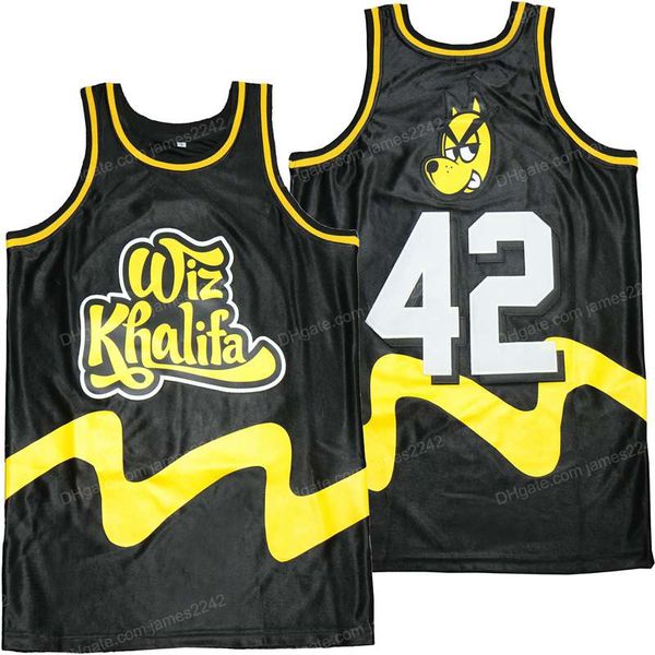 

2021 wiz khalifa basketball jersey retro high school men's limited edition black size s-2xl quality