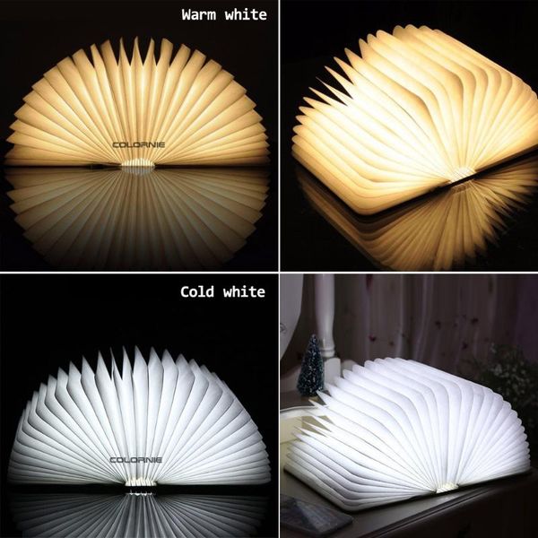 

book lights creative wooden foldable pages led shape night light lighting portable booklight usb rechargeable