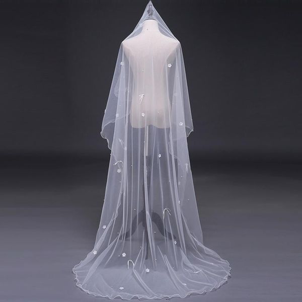

bridal veils 2021 veil white/ivory 3m simple long wedding with flower mantilla accessories veu de noiva ee128, Black