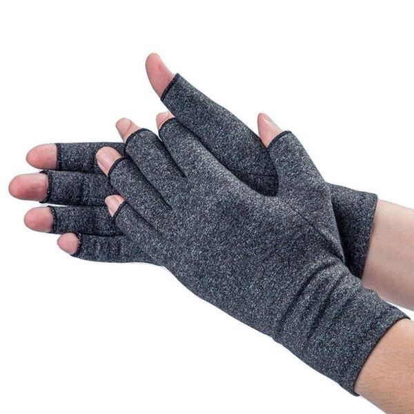 

cycling gloves 1 pair men women therapy compression hand arthritis joint pain relief health care half-finger, Black