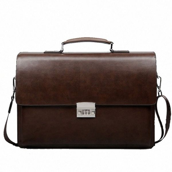

business man bag theftproof lock pu leather briefcase for man pure bank mens briefcase bag dress handbag t6gp#