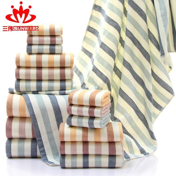 

2set british striped cotton towel bath three-piece thickened absorbent