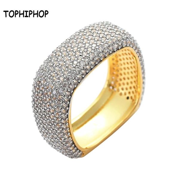 

wedding rings 2021 est men's brass micro pave cz ring iced out +cubic zircon geometric square hip hop jewelry, Slivery;golden