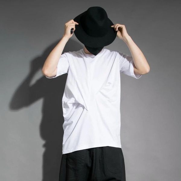 

men's t-shirts short sleeve t-shirt personalized nightclub style irregular design japanese loose trend casual versatile, White;black