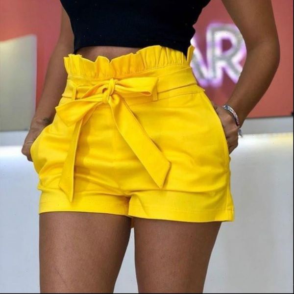 

women pants s 5xl oversized summer loose short beach fashion pockets wide leg casual ruffles pant red yellow blue belt, Black;white