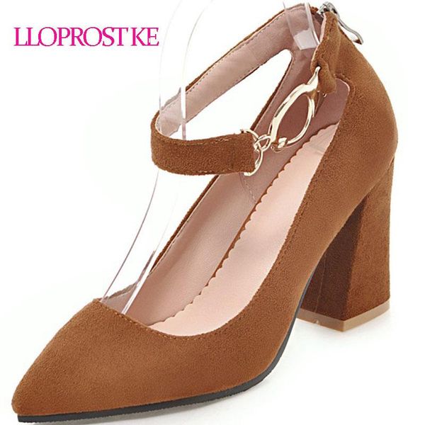

dress shoes lloprost ke women high heel basic model pumps lady pointed toe wedding thick heels buckle my137, Black