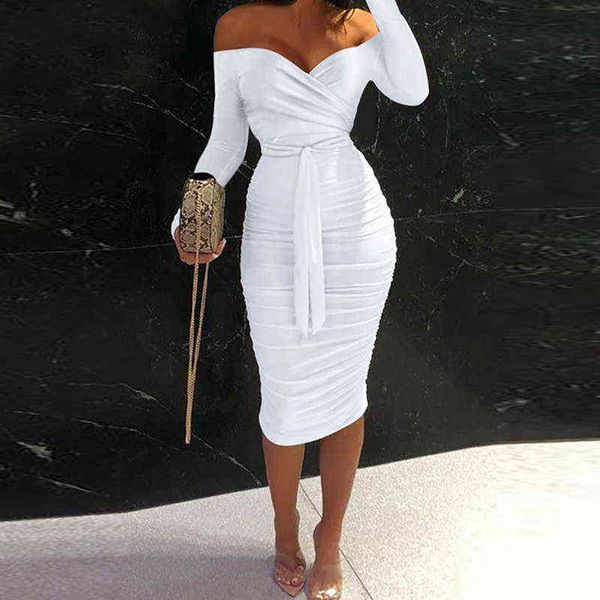 

off shoulder v neck ladies nightclub dress women lace-up draped bodycon long dress vestidos elegant long sleeve party dress y1204, Black;gray