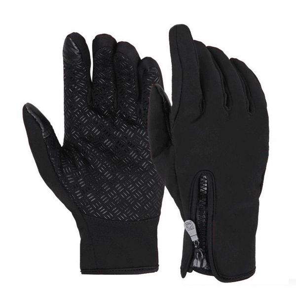 

cycling gloves winter windproof touch screen black full-finger thick warmth with zipper outdoor equipment