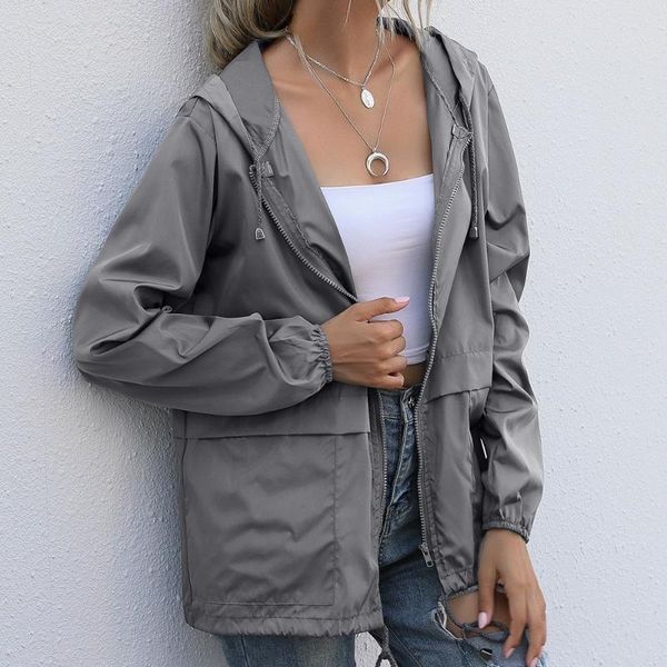 

women's jackets for women 2021 hooded windproof female basic zipper coat womens clothing solid color long sleeve casual cardigan hoodie, Black;brown