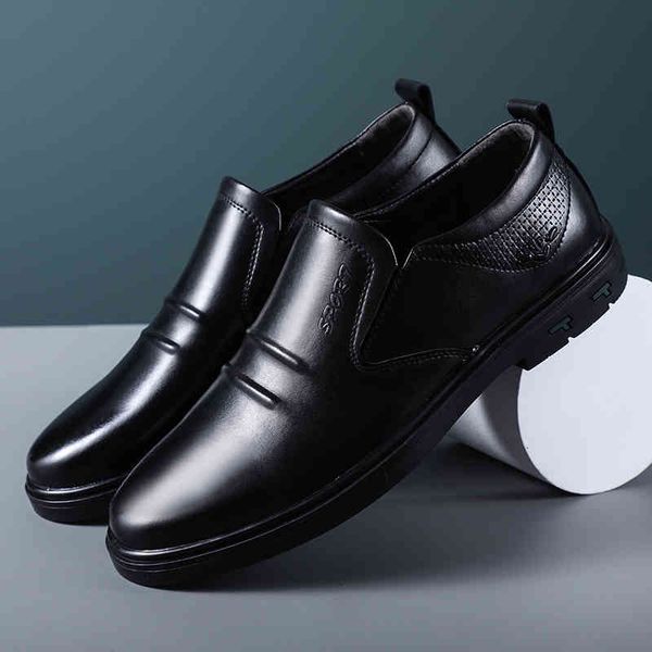 

dress shoes fashion men shoes trend all-match comfortable business leather slip on soft sole casual 9c6r, Black