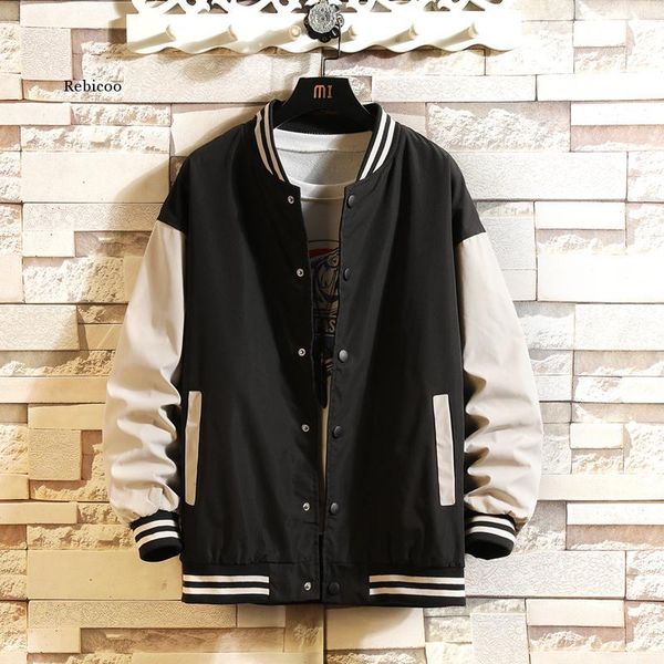

autumn mens bomber jacket fashion casual patchwork loose hip hop sportswear windbreaker coats men's jackets, Black;brown