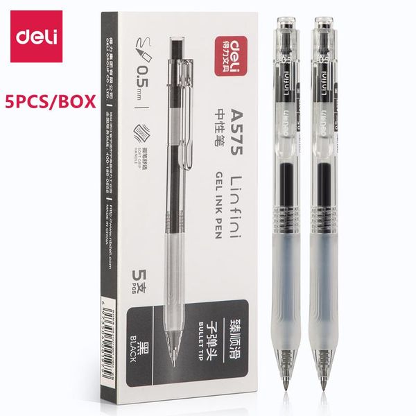 

gel pens deli retractable black ink korean tip pen 0.5mm replaceable refills office&school supplies stationery