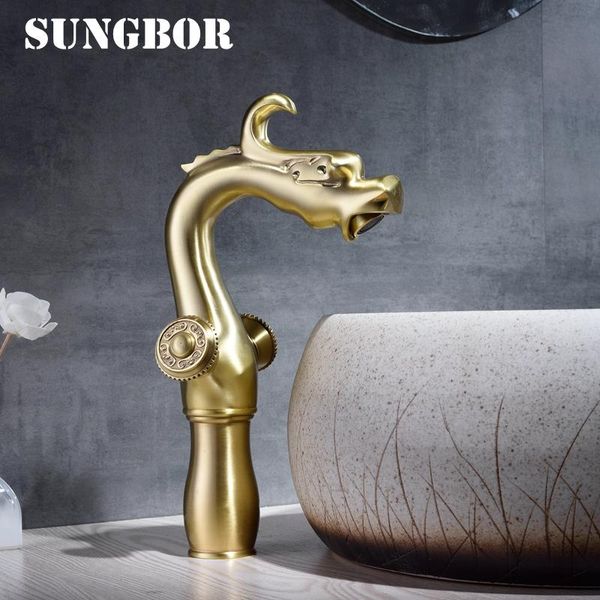 

bathroom sink faucets bronze color faucet dual handle chinese dragon basin brass cold water mixer taps 4991