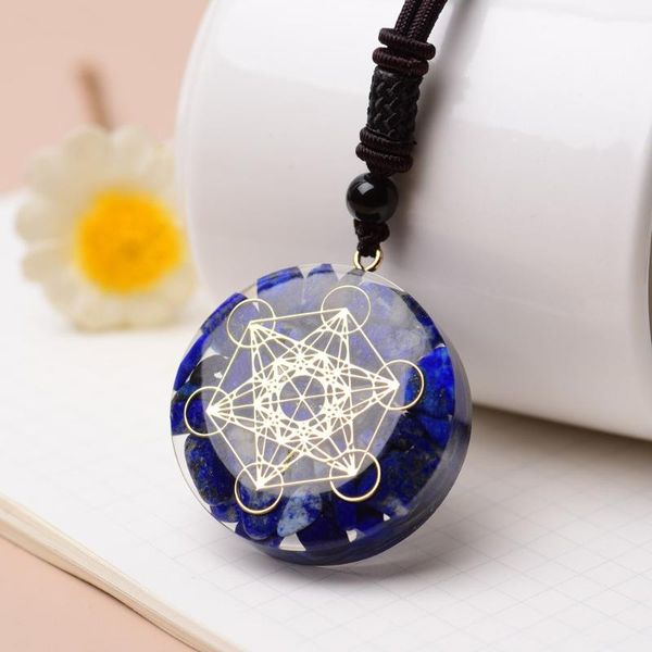 

pendant necklaces orgonite energy crystal resin jewelry handcraft gathering wealth brings good luck woman necklace, Silver