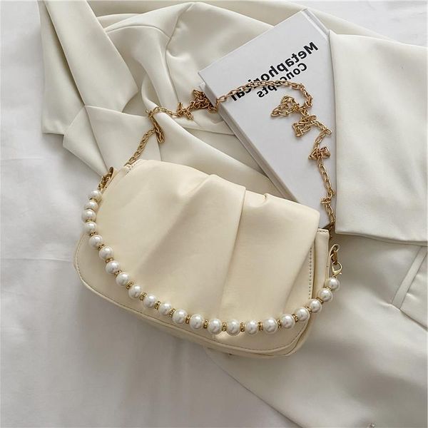 

fashion handbag bag korean 2021 new messenger small summer fold female square pearl shoulder sgmfo