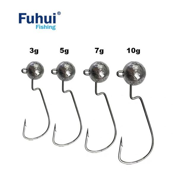 

hook, fishing accessories, round crank hook 3g, 5g, 7g, 10g, 10 pieces, gear, soft bait hooks