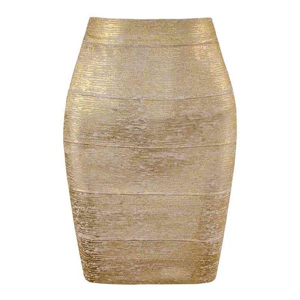 

wholesale women summer fashion gold bronzing bandage skirt designer night club bodycon pencil skirt faldas 46cm 210412, Black
