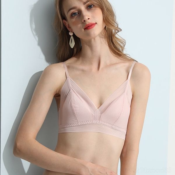 

6uha tangge french real silk girl small lace bra triangle cup no steel ring underwear bra lace thin women's underwear no trace, Red;black