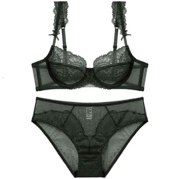

fashion design luxury bra set thin women's underwear comfortable and breathable lace large chest small, Red;black
