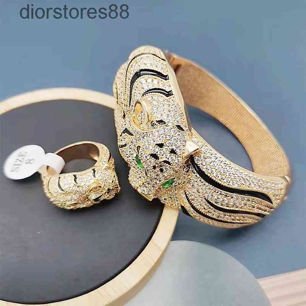 

bangles bracelet fashion wide large tiger small with zircon ring and copper jewelry, Black