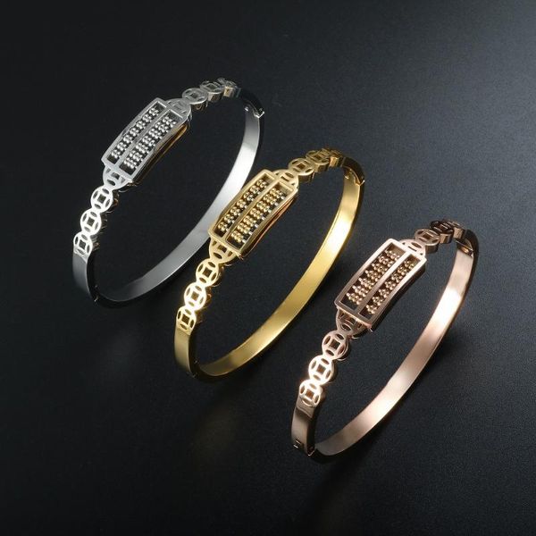 Zmfashion Vintage Chinês Abacus Bangles Gold-banhado a ouro Beads podem ser pulseiras deslizantes jóias para mulheres presentes homens pulseira