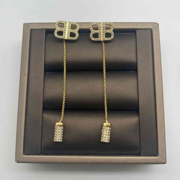 

design jewelry ba new double letter long ear line full drill tassel temperament earrings female, Golden