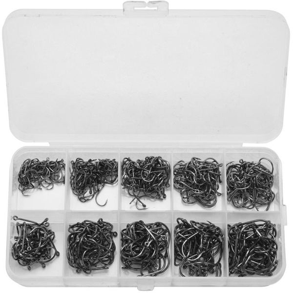 

fishing hooks -500pcs/set mixed size #3~12 high carbon steel carp pack with hole retail box jigging bait