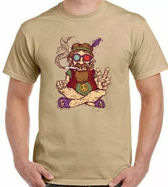 

stoned hippy mens t-shirt funny love peace against the war spliff weed, White;black