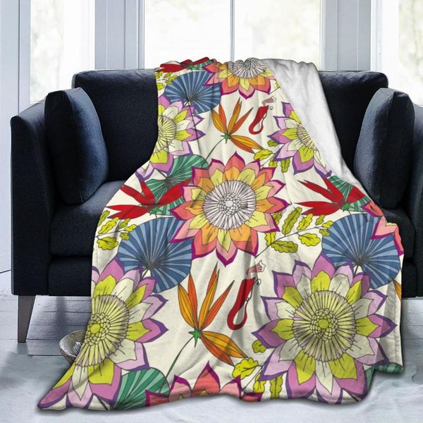 

blankets flannel blanket exotic floral ultra-soft micro fleece for bathrobe sofa bed travel home winter spring fall