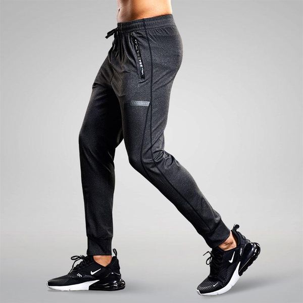 

men's pants running quick-dry thin casual trousers sport with zipper pockets sportswear jogging sportpants, Black