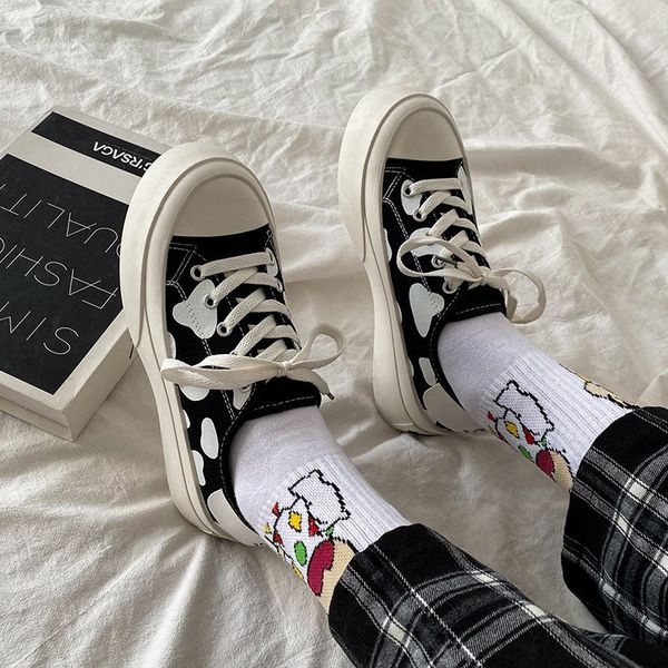 

2021 Spring New Ladies Canvas Shoes Thick Soled Heighten Women Casual Shoes Zapatos De Mujer Walking Footwear Femmes Chaussures, Black