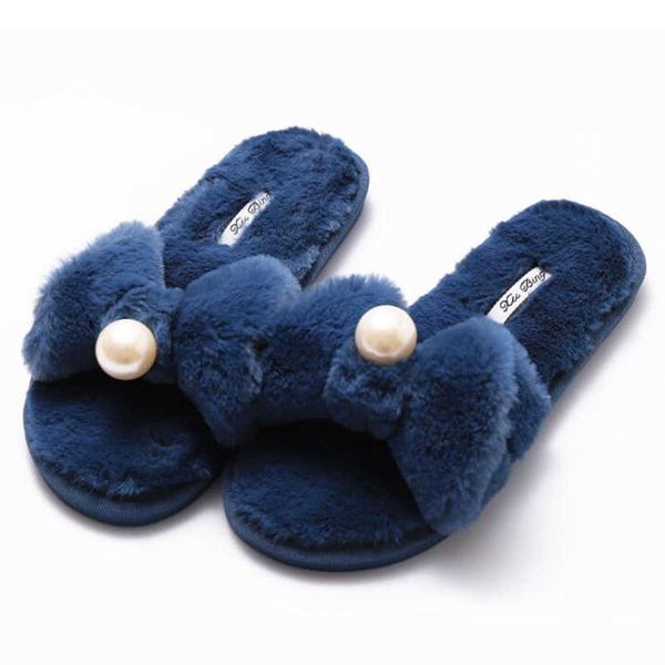 

soft winter warm slippers for women home indoor cotton plush pearl women shoes anti-slip fur comfortable shoes b10 210625, Black