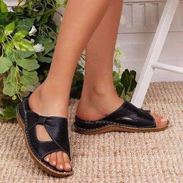 

sandals 2021 summer shoes woman flat platform women soft leather casual fashion open toe gladiator wedges, Black