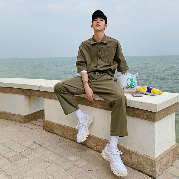 

men's pants 2021 exquisite korean style fashion loose couple overalls man casual wild youth jumpsuits, Black