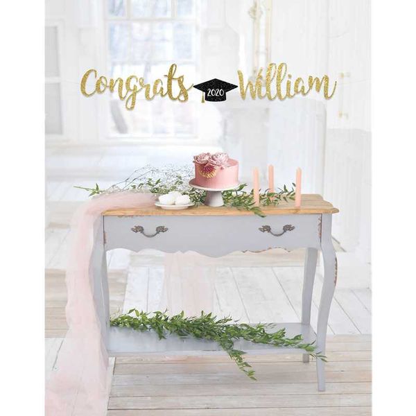 

party decoration custom congrats graduation banner,glitter banner, personalized grad name banner
