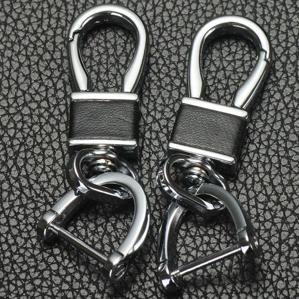 

keyring keychain genuine leather men woman simple key chains holder keyfob for car accessories gift bag buckle, Silver