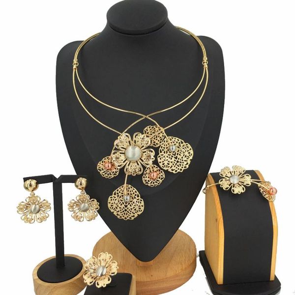 

earrings & necklace selling brazilian gold luxury copper plated jewelry set italian four sets women party wedding gift, Silver