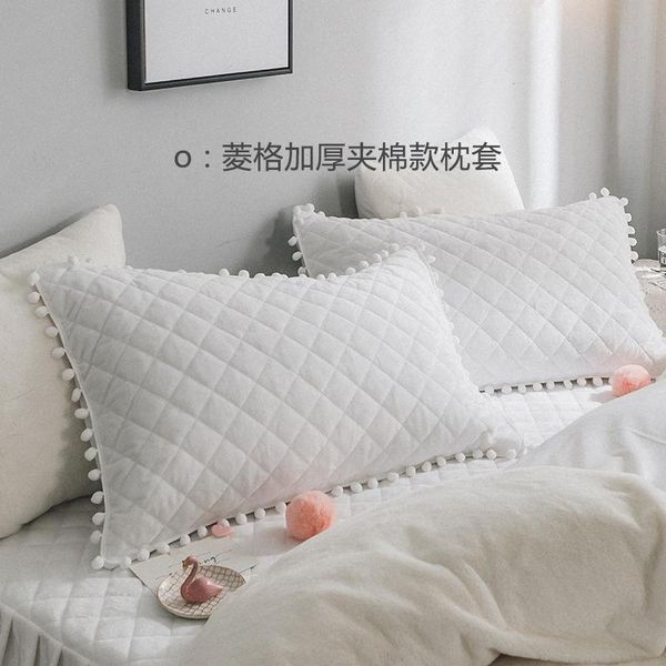

pillow case 45x75cm solid color flannel velvet pillowcase pompin fringe warm quilted checked coral fleece cover