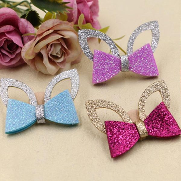 

hair clips & barrettes mini order 10pcs 30pcs bling glitter cartoon ornament accessory fabric patch stickers ribbon knot bow handmade button, Golden;silver