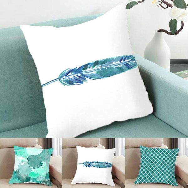 

cushion/decorative pillow home case teal blue cushion cover ins style decorative lumbar sofa car pillowcase decor gift
