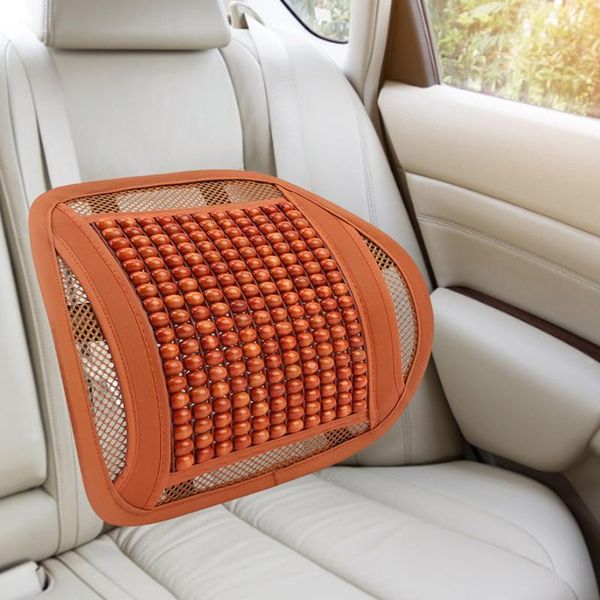 

seat cushions car back support wooden beads chair massage lumbar waist cushion mesh ventilate pad for office home dropship