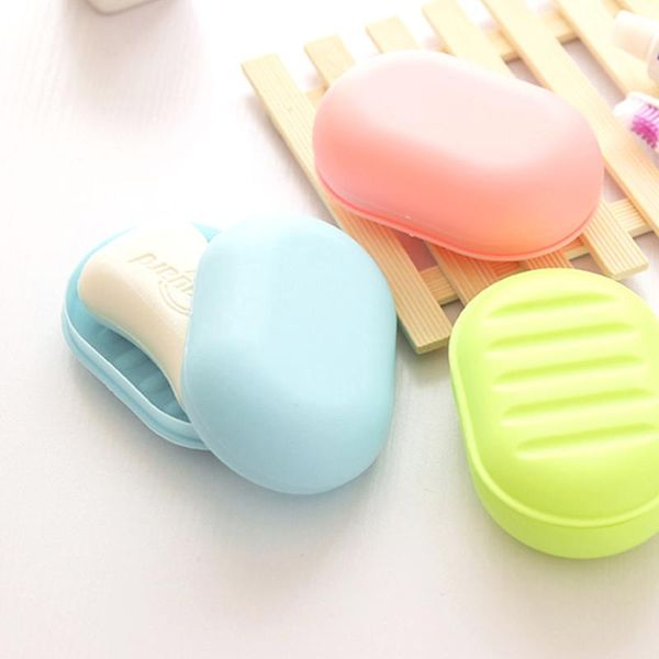 

soap dishes candy color dish box case holder container for wash shower home bathroom (blue)