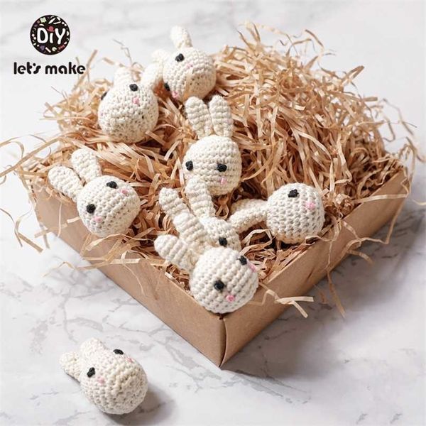 

let's make crochet beads 10pcs panda rabbit diy baby teether toy gift teething rodent products for borns cotton pvc 211106
