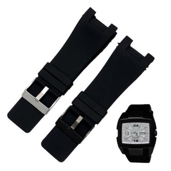

watch bands silicon watchband for dz1216 dz1273 dz4246 dz4247dz287 wristwatches straps 32*17mm rubber professional interface, Black;brown