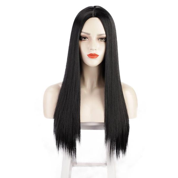 

synthetic wigs lativ black long straight wig for women middle part natural daily party use heat resistant