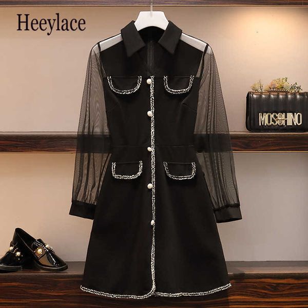 

plus size long sleeve v neck office ladies elegant shirt dress women autumn casual a line slim dress knee-length party vestidos y1006, Black;gray