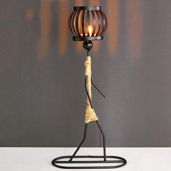 

candle holders holder, wrought iron candlestick in woman shaped, romantic and warm, vintage solid, portable decorative for
