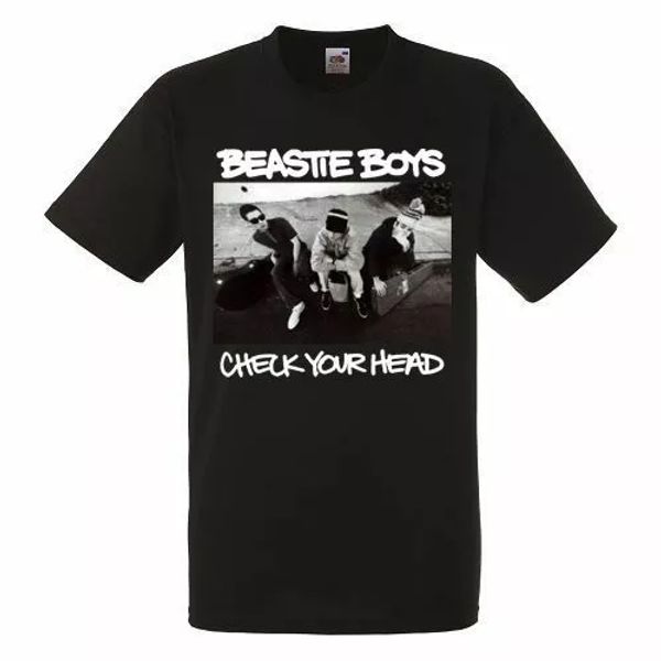 

beastie boys check your head black mens t-ahirt men rock band tee, White;black