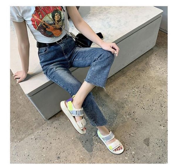 

buy this spring autumn girl sandals womens new summer net red thick sole casual student flat bottom beach sandal, Black