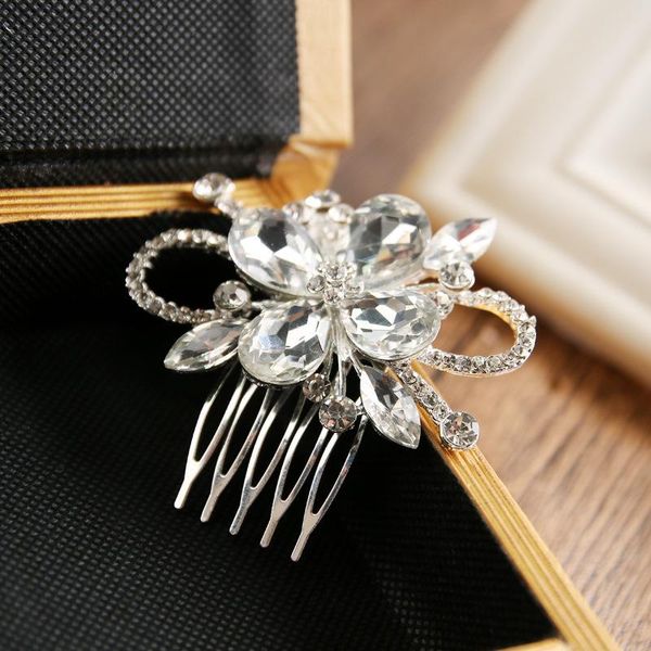 

hair clips & barrettes le liin bridal comb bride decorate crystal flower headpiece for woman wedding accessories jewelry, Golden;silver